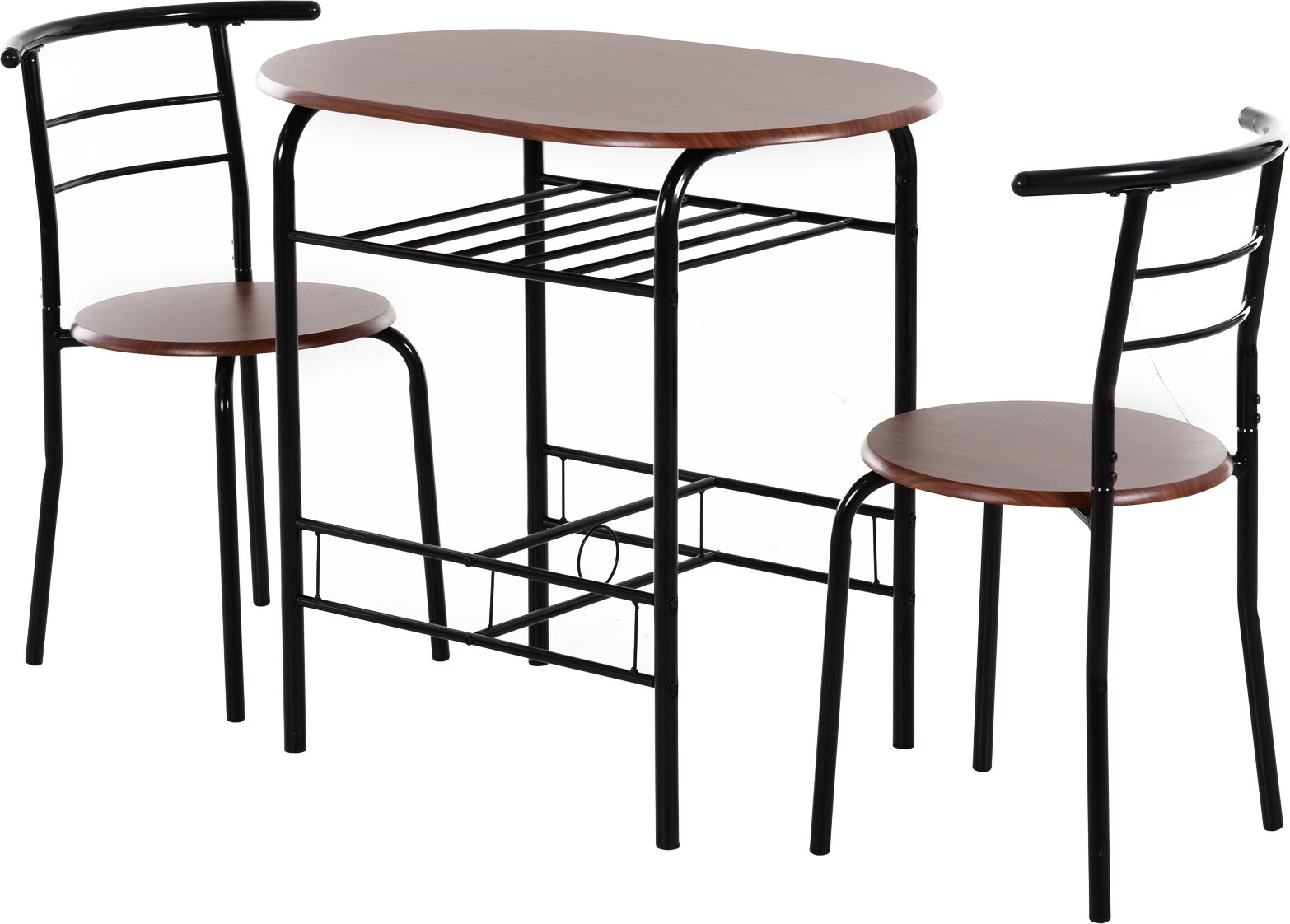 Homcom Set 3 Pezzi Mobili da Bar, Ristorante, Casa - 2 Sedie (38x47.5x75cm) 1 Tavolo (80x50x76cm) in Metallo e MDF