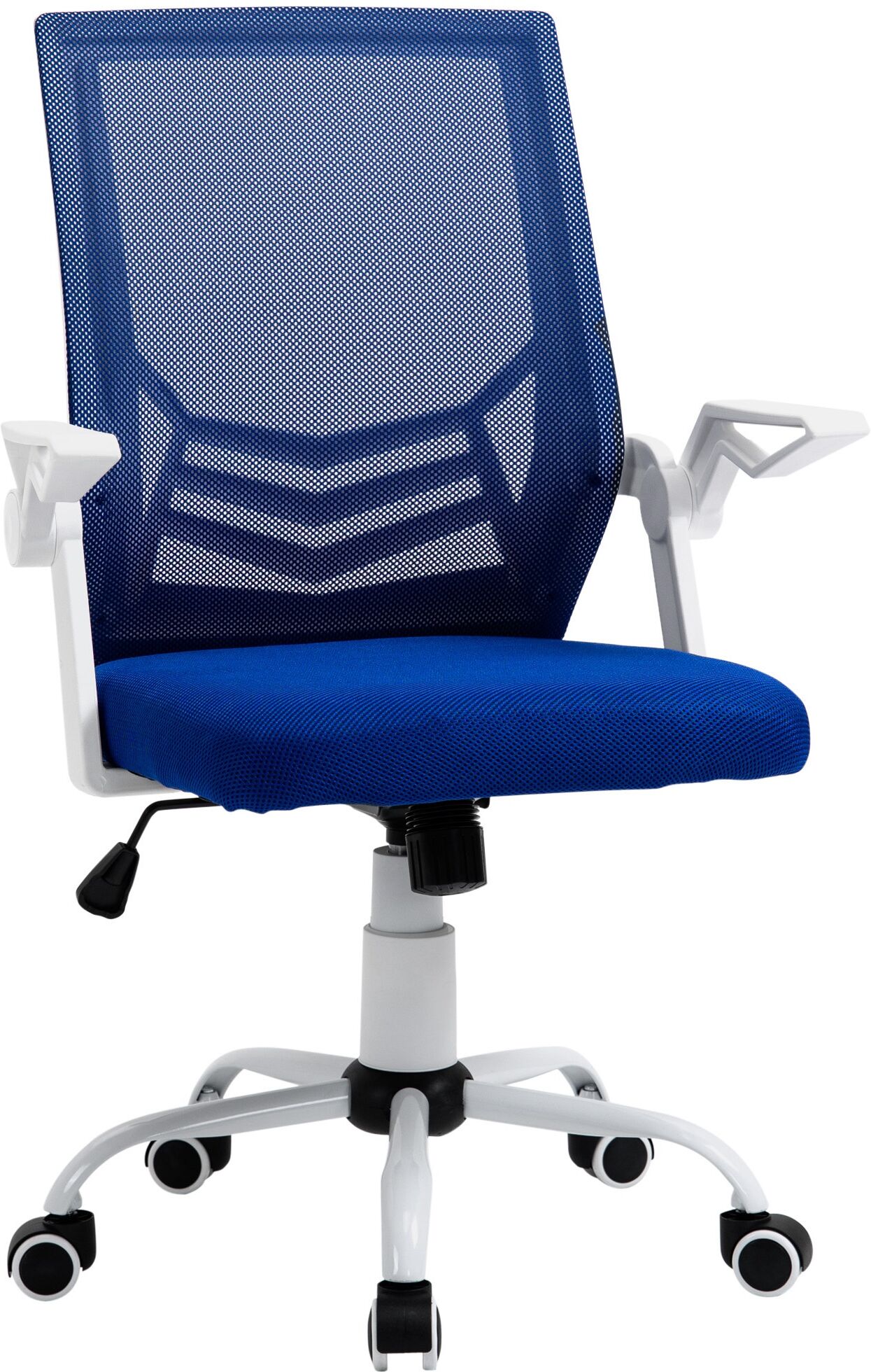 Vinsetto Sedia Ufficio Ergonomica con Braccioli e Supporto Lombare, Poltrona Ufficio Girevole e Altezza Regolabile in Tessuto Blu Aosom Sedie Ufficio