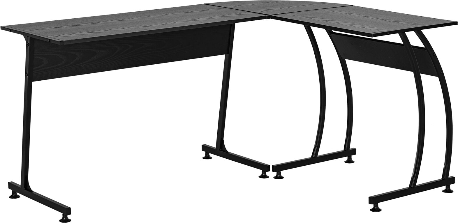 Homcom Scrivania Gaming Angolare in Legno e Metallo, per Casa Ufficio o Studio, Salvaspazio, 112.5 x 152 x 74cm, Nera