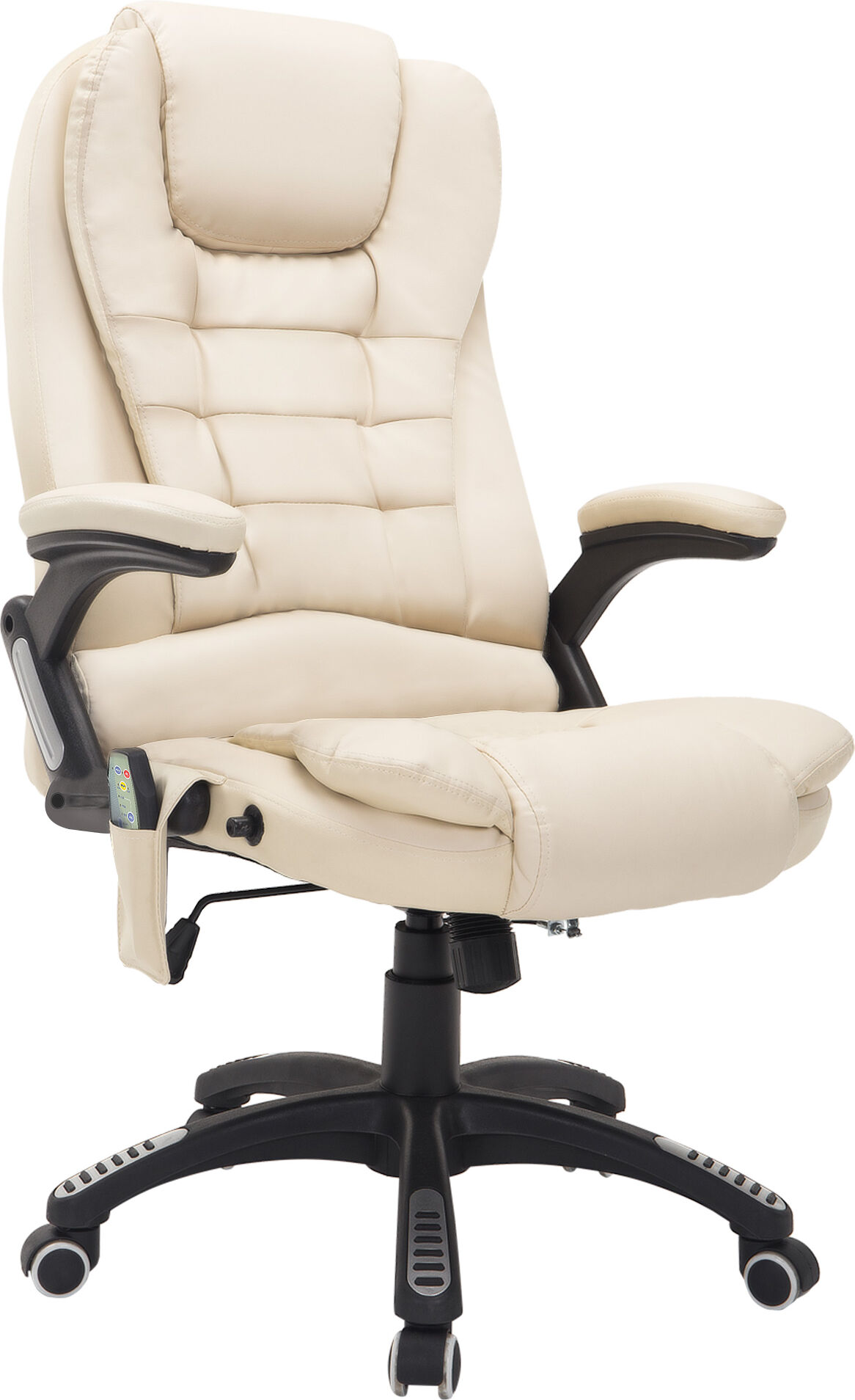 Homcom Sedia ufficio Ergonomica Poltrona Relax da Ufficio Massaggiante Con Riscaldamento in Ecopelle,altezza regolabili Beige Aosom.it