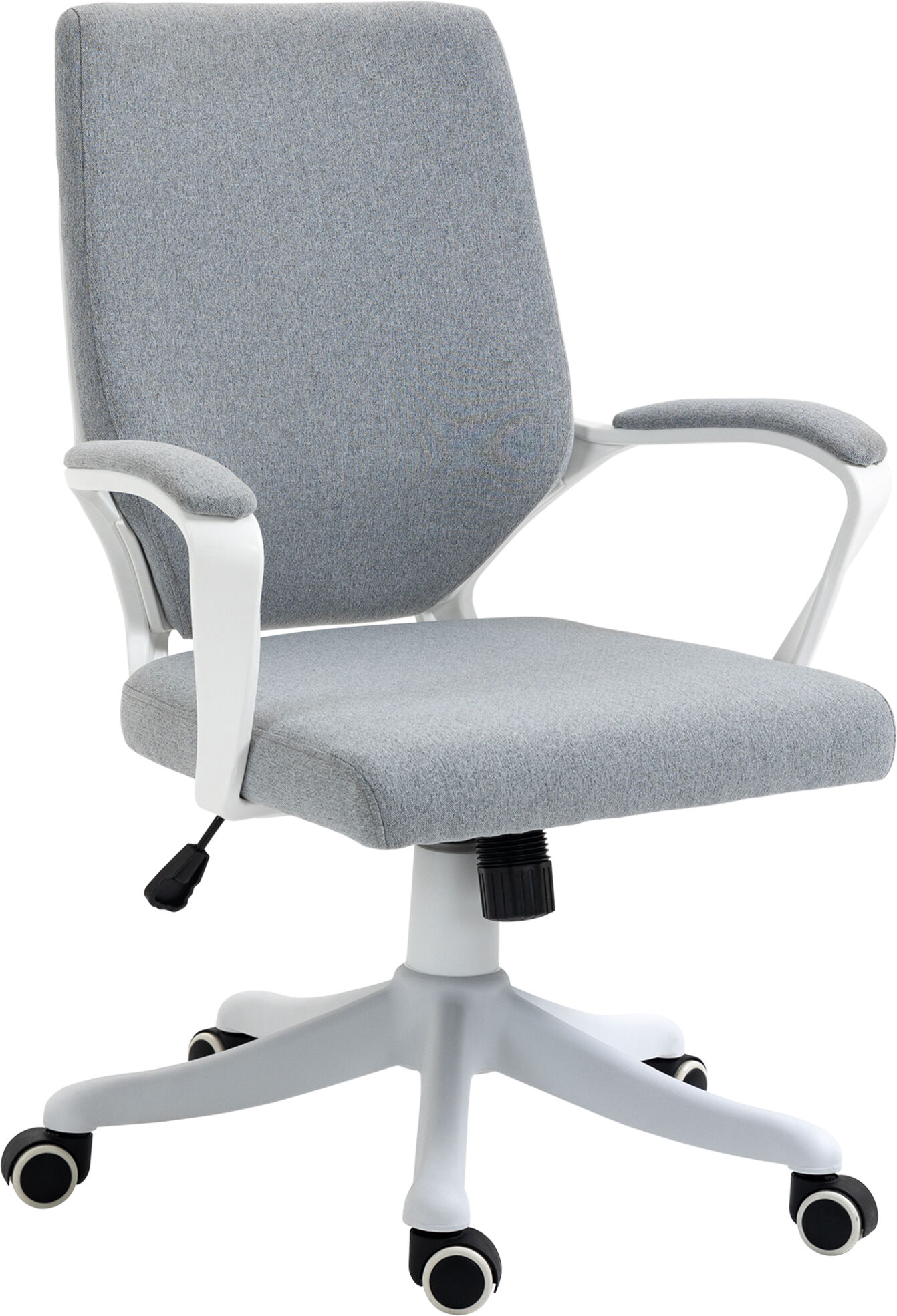 Vinsetto Sedia da Ufficio Ergonomica, Altezza Regolabile e Funzione Dondolo, Poltrona Girevole con Ruote, 62x69x92-100cm, Grigio Bianco