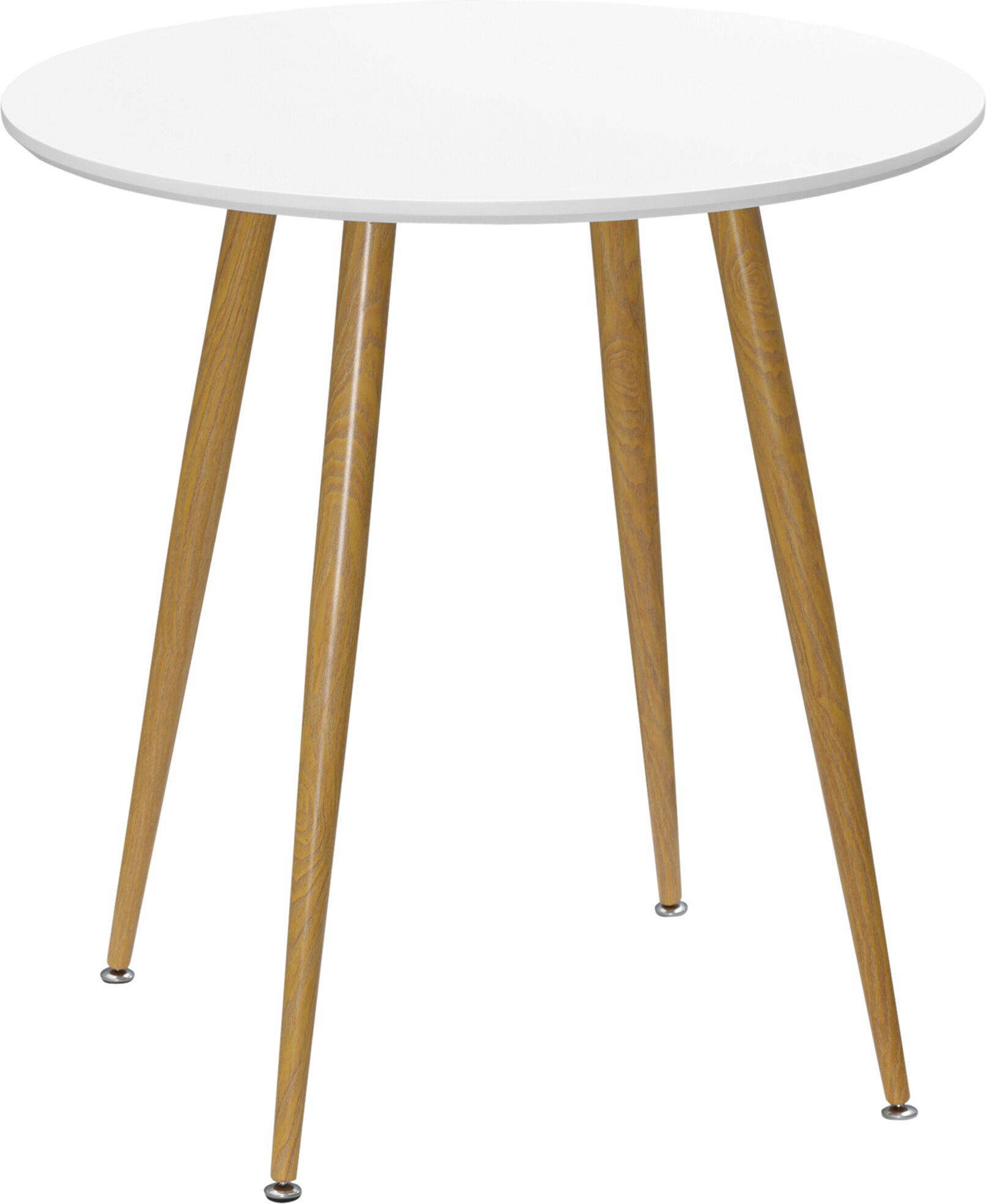 Homcom Tavolo da Pranzo Rotondo per 2 Persone in MDF e Metallo, Φ72x75 cm, Bianco e color Legno