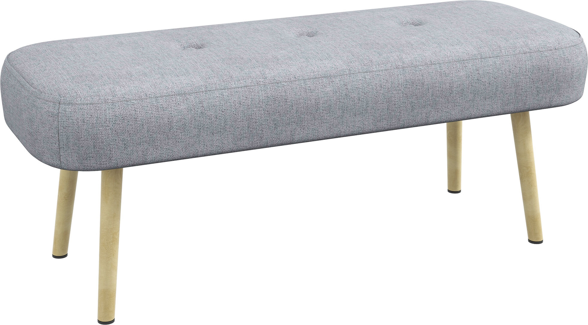 Homcom Panca Imbottita Fondo Letto in Tessuto con Gambe in Acciaio Effetto Legno, 114x38x45cm, Grigio