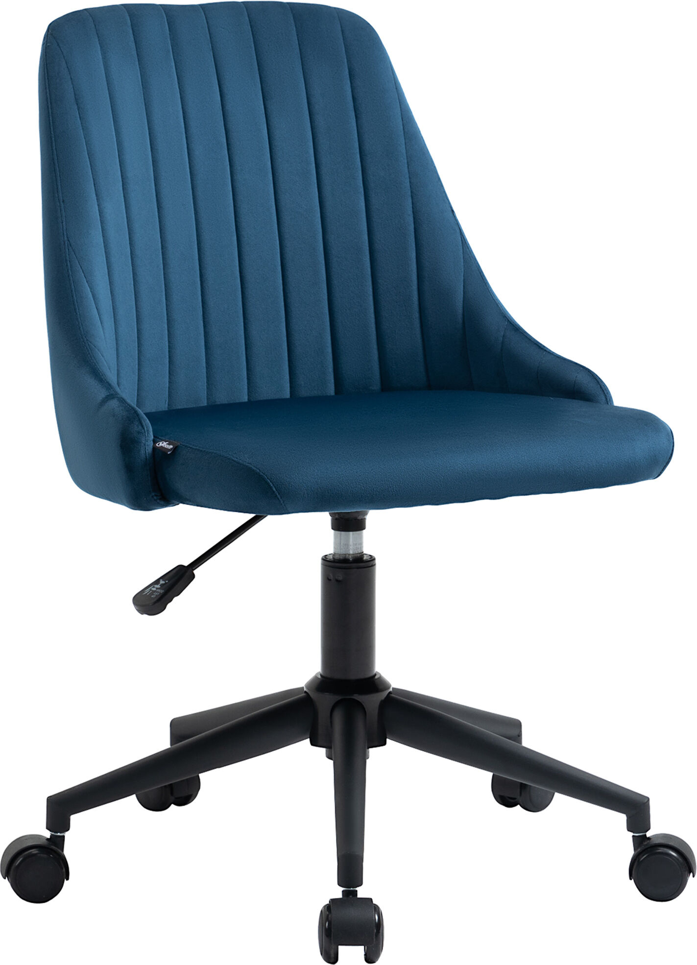 Vinsetto Sedia da Ufficio in Velluto Blu con Altezza Regolabile, Sedia Ergonomica Girevole a 360° e Ruote, 50x58x77-85cm