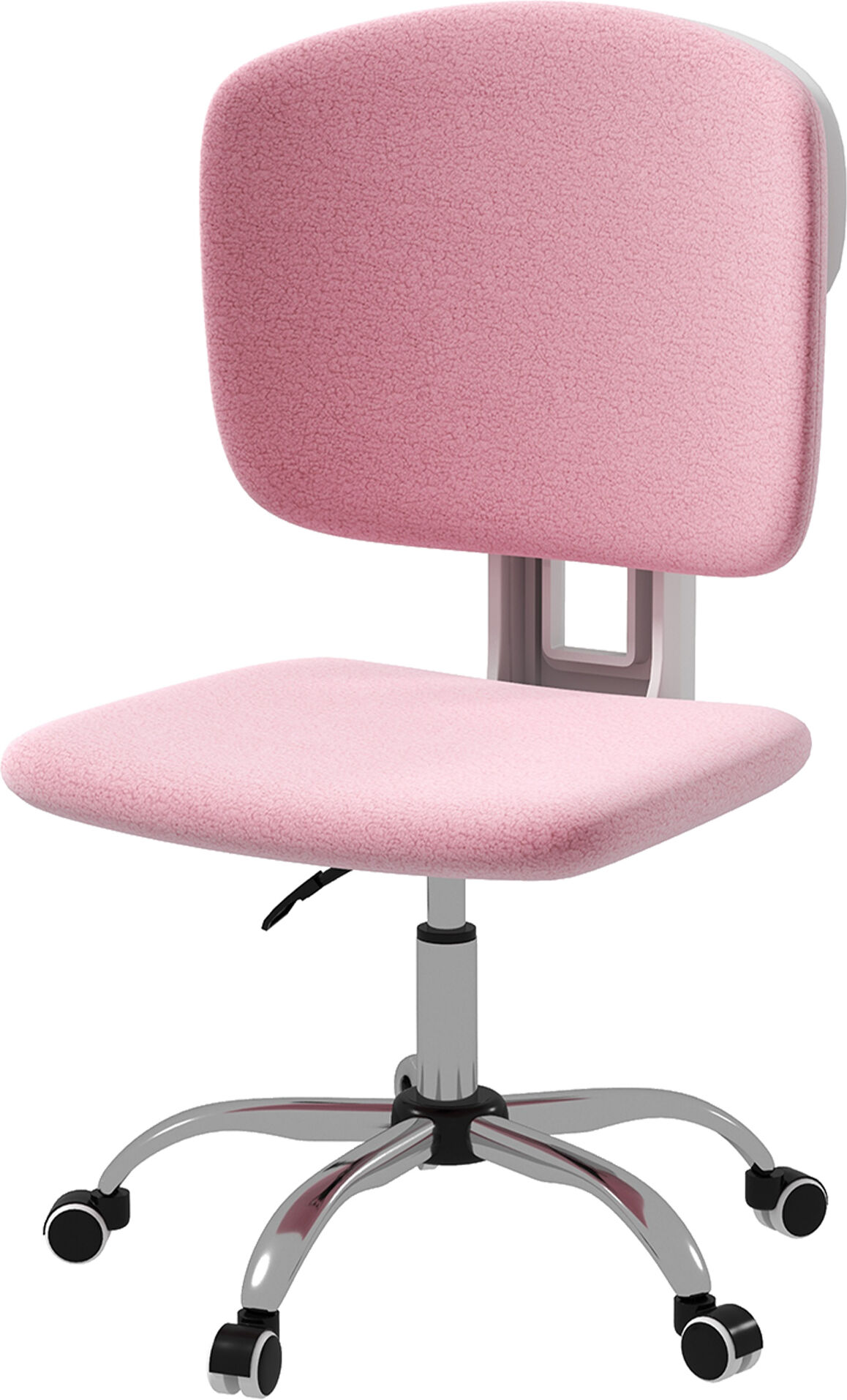 Vinsetto Sedia Ergonomica ad Altezza Regolabile in Tessuto Effetto Lino con Schienale Ricurvo, 48x53x80-90 cm, Rosa