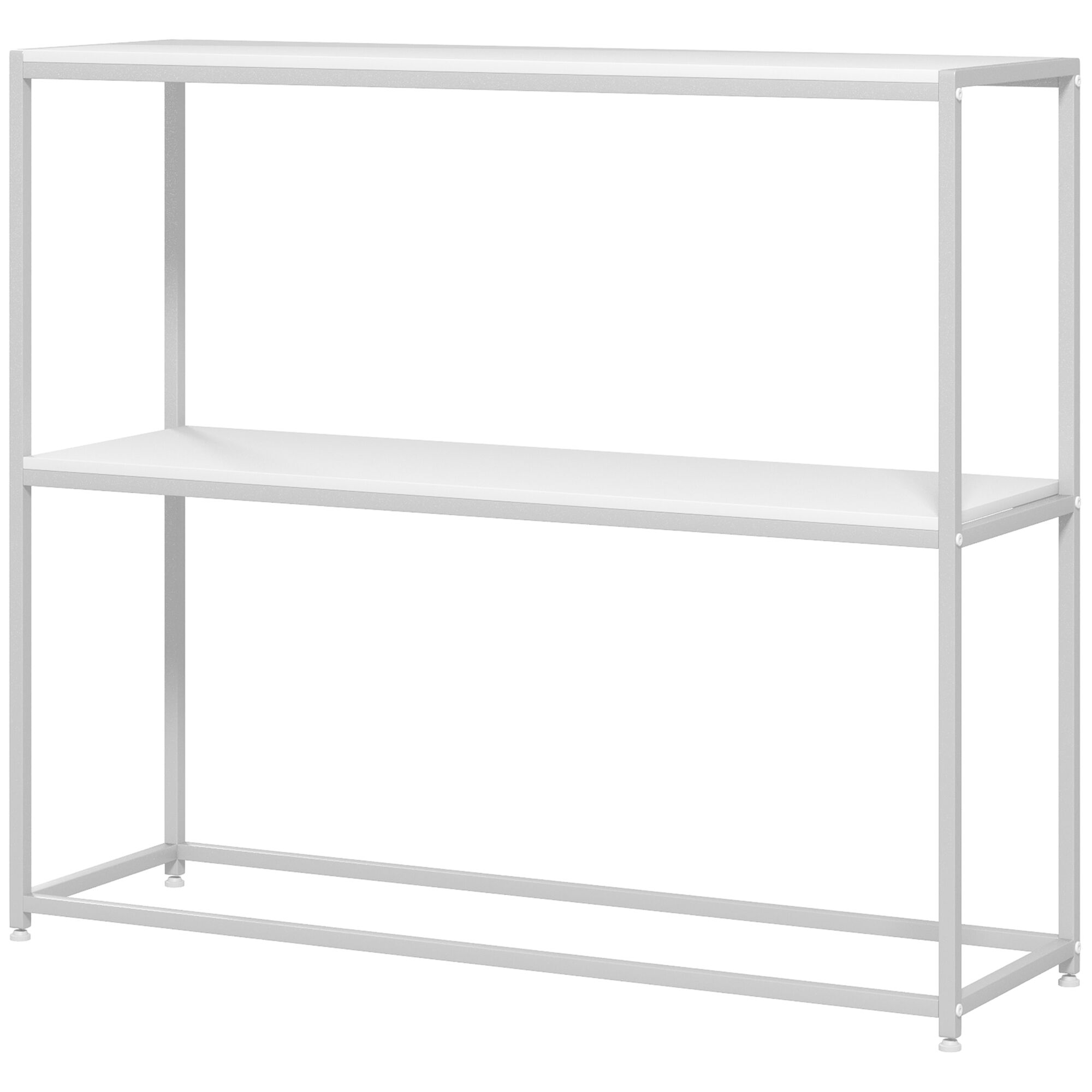 Homcom Tavolo Consolle da Ingresso con Ripiano Aperto, in Acciaio e Truciolato, 100x30x87 cm, Bianco