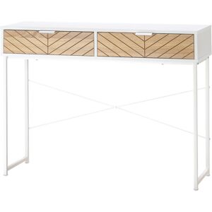 Homcom Tavolo Moderna per Ingresso con 2 Cassetti e Struttura Incrociata, Consolle per Ingresso in Metallo, Tavolino per Soggiorno, Bianco Aosom Italy Homcom Tavolo Moderna per Ingresso con 2 Cassetti e Struttura Incrociata, Consolle per Ingresso in Metallo, Tavolino per Soggiorno, Bianco Aosom Italy