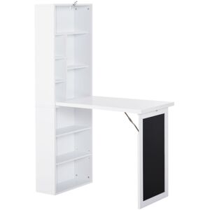 Homcom Scrivania Pieghevole con Libreria e Lavagna per Camera e Ufficio, Tavolo da Pranzo a Scomparsa Salvaspazio, Bianco, 98x51x153 cm Aosom Homcom Scrivania Pieghevole con Libreria e Lavagna per Camera e Ufficio, Tavolo da Pranzo a Scomparsa Salvaspazio, Bianco, 98x51x153 cm Aosom