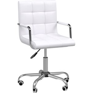Homcom Sedia girevole in Similpelle Bianca con 5 Ruote Girevoli, Imbottitura e Altezza Regolabile, 52.5x54x84-99cm Aosom Homcom Sedia girevole in Similpelle Bianca con 5 Ruote Girevoli, Imbottitura e Altezza Regolabile, 52.5x54x84-99cm Aosom