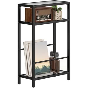 Homcom Tavolino da Salotto a 3 Ripiani Compatto in Vetro e Acciaio, 40x18x62 cm, Nero Homcom Tavolino da Salotto a 3 Ripiani Compatto in Vetro e Acciaio, 40x18x62 cm, Nero