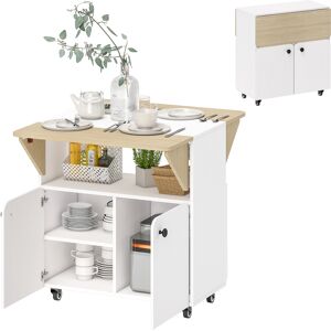 Homcom Mobile Tavolo Pieghevole con Ruote, due piani pieghevoli, Vano portaoggetti, 4 Ruote, Bianco+Naturale, 70 x 83 x 75cm Aosom Italy Homcom Mobile Tavolo Pieghevole con Ruote, due piani pieghevoli, Vano portaoggetti, 4 Ruote, Bianco+Naturale, 70 x 83 x 75cm Aosom Italy