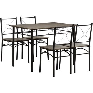 Homcom Tavolo da Pranzo con 4 Sedie, Set 5 Pezzi in MDF e Metallo per Sala da Pranzo, Cucina, Bar e Soggiorno, Marrone e Nero Aosom Homcom Tavolo da Pranzo con 4 Sedie, Set 5 Pezzi in MDF e Metallo per Sala da Pranzo, Cucina, Bar e Soggiorno, Marrone e Nero Aosom
