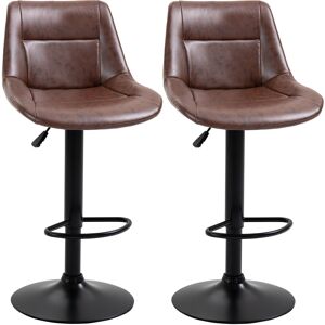 Homcom Set 2 Sgabelli da Bar Vintage in Finta Pelle Marrone con Poggiapiedi e Base Rotonda, 46.5x50x88-108 cm Aosom Italy Homcom Set 2 Sgabelli da Bar Vintage in Finta Pelle Marrone con Poggiapiedi e Base Rotonda, 46.5x50x88-108 cm Aosom Italy
