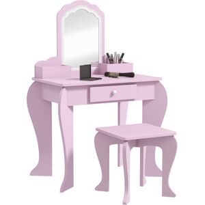Zonekiz Set Toeletta per Bambina con Specchio Trucco e Sgabello Abbinato in Legno, Cassetto e Contenitori, Rosa Aosom Italy Zonekiz Set Toeletta per Bambina con Specchio Trucco e Sgabello Abbinato in Legno, Cassetto e Contenitori, Rosa Aosom Italy