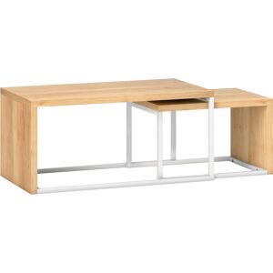 Homcom Set di 2 Tavolini da Salotto Tavolini Impilabili Struttura in Metallo per Soggiorno 90x48x42 cm e 59x42x36 cm Naturale e Bianco Aosom Italy Homcom Set di 2 Tavolini da Salotto Tavolini Impilabili Struttura in Metallo per Soggiorno 90x48x42 cm e 59x42x36 cm Naturale e Bianco Aosom Italy