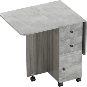 Homcom Tavolo Pieghevole con 2 Cassetti e Armadietto, 6 Rotelle e Freni, 120x60x76.5 cm, Grigio Legno e Roccia Aosom Italy Homcom Tavolo Pieghevole con 2 Cassetti e Armadietto, 6 Rotelle e Freni, 120x60x76.5 cm, Grigio Legno e Roccia Aosom Italy