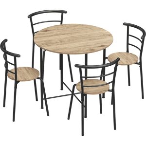 Homcom Set Tavolo da Pranzo Rotondo con 4 Sedie Salvaspazio in Legno e Metallo Stile Industriale Aosom Italy Homcom Set Tavolo da Pranzo Rotondo con 4 Sedie Salvaspazio in Legno e Metallo Stile Industriale Aosom Italy