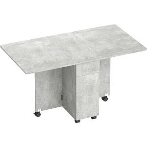 Homcom Tavolo Pieghevole con Ribalte, Cassetti, 6 Ruote, Grigio Cemento Aosom Italy Homcom Tavolo Pieghevole con Ribalte, Cassetti, 6 Ruote, Grigio Cemento Aosom Italy