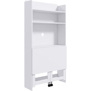 Homcom Scrivania Pieghevole con Libreria, 2 Ruote e 4 Ripiani, Tavolo Salvaspazio Moderna con Foro Passacavi, 80x69x155 cm, Bianco Aosom Italy Homcom Scrivania Pieghevole con Libreria, 2 Ruote e 4 Ripiani, Tavolo Salvaspazio Moderna con Foro Passacavi, 80x69x155 cm, Bianco Aosom Italy