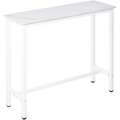 Homcom Tavolo da Bar Moderno con Gambe in Acciaio, 120x40x100 cm, Bianco Aosom Italy Homcom Tavolo da Bar Moderno con Gambe in Acciaio, 120x40x100 cm, Bianco Aosom Italy