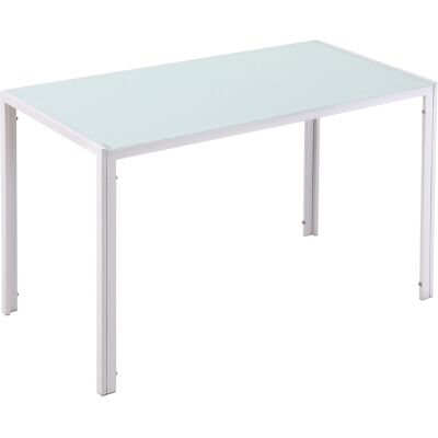 Homcom Tavolo Rettangolare Moderno Bianco in Vetro e Metallo - Tavolo Homcom Tavolo Rettangolare Moderno Bianco in Vetro e Metallo - Tavolo
