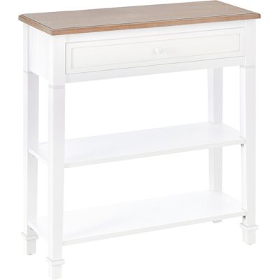 Homcom Tavolo Moderna per Ingresso con lato scrivania e ripiani a 2 piani, consolle con cassetto per ingresso camera, in Pino e MDF, bianco Aosom Italy Homcom Tavolo Moderna per Ingresso con lato scrivania e ripiani a 2 piani, consolle con cassetto per ingresso camera, in Pino e MDF, bianco Aosom Italy