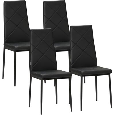 Homcom Set di 4 Sedie da Pranzo con Schienale Alto in Finta Pelle e Acciaio, 41x50x97cm, Nero Aosom Homcom Set di 4 Sedie da Pranzo con Schienale Alto in Finta Pelle e Acciaio, 41x50x97cm, Nero Aosom