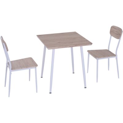 Homcom Set Tavolo con 2 Sedie da Pranzo in Legno e Metallo, Bianco Homcom Set Tavolo con 2 Sedie da Pranzo in Legno e Metallo, Bianco
