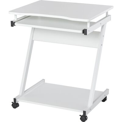 Homcom Tavolo Porta PC Classico e Salvaspazio, Piano Tastiera a Scomparsa, 4 Ruote e Ripiano Inferiore Bianco 60x48x73cm Aosom Homcom Tavolo Porta PC Classico e Salvaspazio, Piano Tastiera a Scomparsa, 4 Ruote e Ripiano Inferiore Bianco 60x48x73cm Aosom