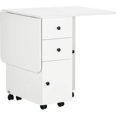 Homcom Tavolo a Ribalta per 6 Persone max con 2 Cassetti, Armadietto e Ripiano, in Truciolato, 120x60x76.5 cm, Bianco Aosom Homcom Tavolo a Ribalta per 6 Persone max con 2 Cassetti, Armadietto e Ripiano, in Truciolato, 120x60x76.5 cm, Bianco Aosom