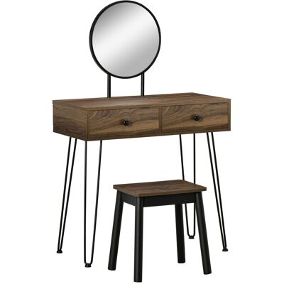 Homcom Tavolo per Trucco in Stile Industriale, Set Tavolo Toeletta con Sgabello e Specchio per Trucco, Postazione Makeup in Legno e Metallo per Camera Aosom Italy Homcom Tavolo per Trucco in Stile Industriale, Set Tavolo Toeletta con Sgabello e Specchio per Trucco, Postazione Makeup in Legno e Metallo per Camera Aosom Italy