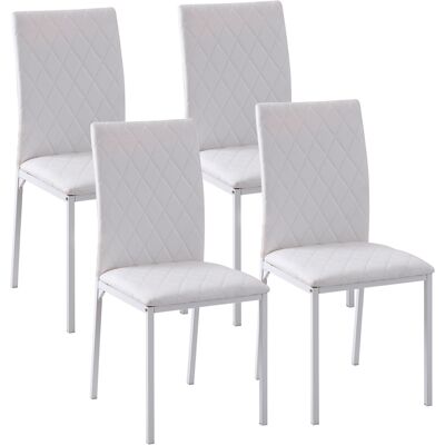 Homcom Set 4 Sedie moderno Imbottite da Pranzo per Cucina e Soggiorno con Rivestimento in Similpelle, 41x50x91 cm, Bianco Aosom Italy Homcom Set 4 Sedie moderno Imbottite da Pranzo per Cucina e Soggiorno con Rivestimento in Similpelle, 41x50x91 cm, Bianco Aosom Italy