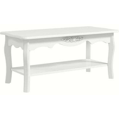 Homcom Tavolino da Caffè Basso classico ed elegante in Legno, Tavolo Salotto, Bianco, 94x44x42cm Homcom Tavolino da Caffè Basso classico ed elegante in Legno, Tavolo Salotto, Bianco, 94x44x42cm