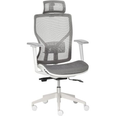 Vinsetto Sedia Ergonomica da Ufficio Girevole con Poggiatesta e Braccioli Regolabili, Inclinazione e Altezza Regolabile, Grigio Aosom Vinsetto Sedia Ergonomica da Ufficio Girevole con Poggiatesta e Braccioli Regolabili, Inclinazione e Altezza Regolabile, Grigio Aosom