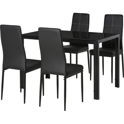 Homcom Set Sedie Tavolo da Prando Moderne 5 Pezzi, Sedie Sala da Pranzo Moderne in Similpelle e Tavolo in Vetro Temperato, Nero Aosom Italy Homcom Set Sedie Tavolo da Prando Moderne 5 Pezzi, Sedie Sala da Pranzo Moderne in Similpelle e Tavolo in Vetro Temperato, Nero Aosom Italy