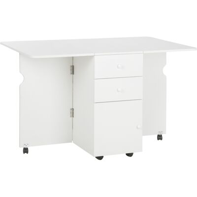 Homcom Tavolo da Cucina a Ribalta con 2 Cassetti e Armadietto ad Ante, in Truciolato, 120x80x75 cm, Bianco Homcom Tavolo da Cucina a Ribalta con 2 Cassetti e Armadietto ad Ante, in Truciolato, 120x80x75 cm, Bianco