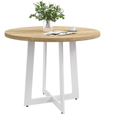 Tavolo da pranzo rotondo moderno Homcom - Legno naturale e bianco - 4 persone Tavolo da pranzo rotondo moderno Homcom - Legno naturale e bianco - 4 persone