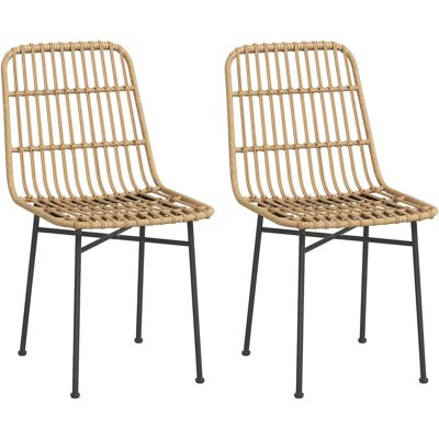 Homcom Set 2 Sedie per Cucina e Soggiorno Stile Boho in Rattan PE e Acciaio, 45x57x83 cm, Giallo Aosom Italy Homcom Set 2 Sedie per Cucina e Soggiorno Stile Boho in Rattan PE e Acciaio, 45x57x83 cm, Giallo Aosom Italy