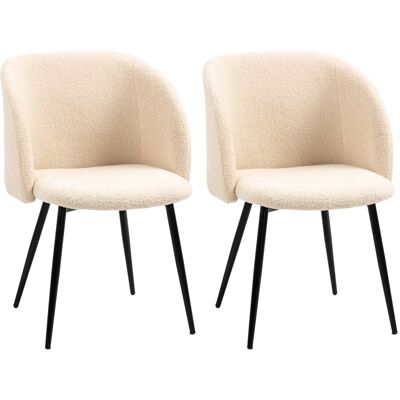 Homcom Set di 2 sedie Moderno da pranzo con schienale dell'imbottitura di 5 cm in tessuto e gambe in acciaio, beige nero Aosom Italy Homcom Set di 2 sedie Moderno da pranzo con schienale dell'imbottitura di 5 cm in tessuto e gambe in acciaio, beige nero Aosom Italy