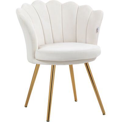 Homcom Sedia a forma di conchiglia poltrona da toeletta sedia in velluto sedia da salotto con piedi in metallo dorato crema Homcom Sedia a forma di conchiglia poltrona da toeletta sedia in velluto sedia da salotto con piedi in metallo dorato crema