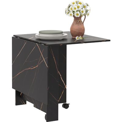 Homcom Tavolo da cucina pieghevole tavolo da pranzo pieghevole con 2 ribalte 2 ruote con freni 120 x 80 x 73 cm nero marmorizzato Homcom Tavolo da cucina pieghevole tavolo da pranzo pieghevole con 2 ribalte 2 ruote con freni 120 x 80 x 73 cm nero marmorizzato