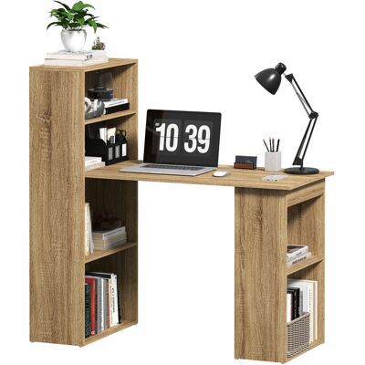 Homcom Scrivania per Computer con Mensola Scrivania ad Angolo Libreria Adiacente Multi-Archiviazione Rovere Homcom Scrivania per Computer con Mensola Scrivania ad Angolo Libreria Adiacente Multi-Archiviazione Rovere