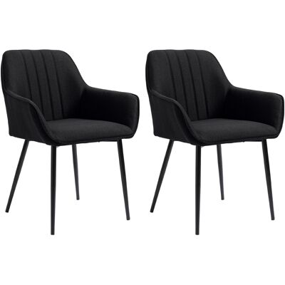 Homcom Set di 2 Sedie Moderne con Seduta Schienale braccioli ergonomici da Pranzo Design Scandinavo, Piedi affusolati in metallo, Nero Aosom Italy Homcom Set di 2 Sedie Moderne con Seduta Schienale braccioli ergonomici da Pranzo Design Scandinavo, Piedi affusolati in metallo, Nero Aosom Italy