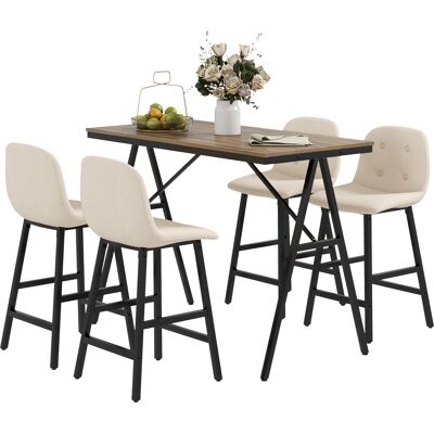 Homcom Set da Bar 5-Pezzi, Tavolo e 4 Sedie, Puntinatura, Imbottitura Spessa, Tessuto in Lino, Beige Homcom Set da Bar 5-Pezzi, Tavolo e 4 Sedie, Puntinatura, Imbottitura Spessa, Tessuto in Lino, Beige