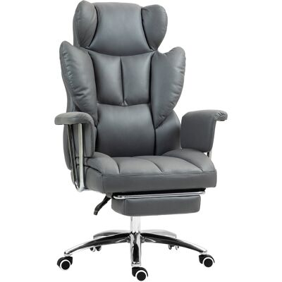 Homcom Sedia da ufficio ergonomica, imbottita, con poggiapiedi, schienale regolabile, 360° girevole, Grigio scuro Homcom Sedia da ufficio ergonomica, imbottita, con poggiapiedi, schienale regolabile, 360° girevole, Grigio scuro