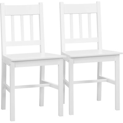 HOMCOM - Dining Chairs Pine Wood - Bianco - Dining chair HOMCOM - Dining Chairs Pine Wood - Bianco - Dining chair