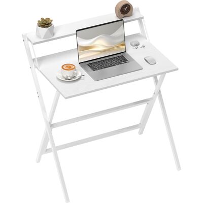 Homcom Scrivania Pieghevole con Ripiano per Monitor, 81.5x62x86.5 cm, Bianco Aosom Italy Homcom Scrivania Pieghevole con Ripiano per Monitor, 81.5x62x86.5 cm, Bianco Aosom Italy