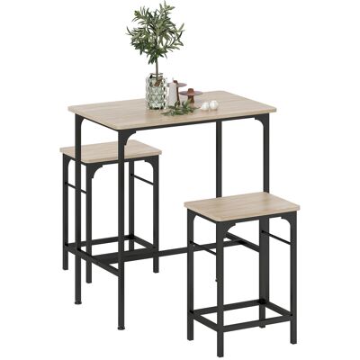 Homcom Arredamento Bar 3 Pezzi con Tavolo da Cucina e 2 Sgabelli da Bar in Legno e Acciaio, color Legno e Nero Aosom Italy Homcom Arredamento Bar 3 Pezzi con Tavolo da Cucina e 2 Sgabelli da Bar in Legno e Acciaio, color Legno e Nero Aosom Italy