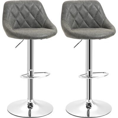 Homcom Set 2 Sgabelli da Bar con Schienale e Altezza Regolabile, Sgabelli Bar Design in PU e Base in Metallo, 46x48x83-104cm, Grigio Aosom Italy Homcom Set 2 Sgabelli da Bar con Schienale e Altezza Regolabile, Sgabelli Bar Design in PU e Base in Metallo, 46x48x83-104cm, Grigio Aosom Italy
