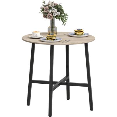 Homcom Tavolo da Pranzo Rotondo e Industriale per 2 Persone, in Legno e Acciaio, Ø80x75 cm, Nero e color Legno Aosom Italy Homcom Tavolo da Pranzo Rotondo e Industriale per 2 Persone, in Legno e Acciaio, Ø80x75 cm, Nero e color Legno Aosom Italy